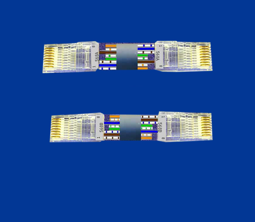 Розпинування інтернет кабелю RJ-45 на 4 та 8 проводів.