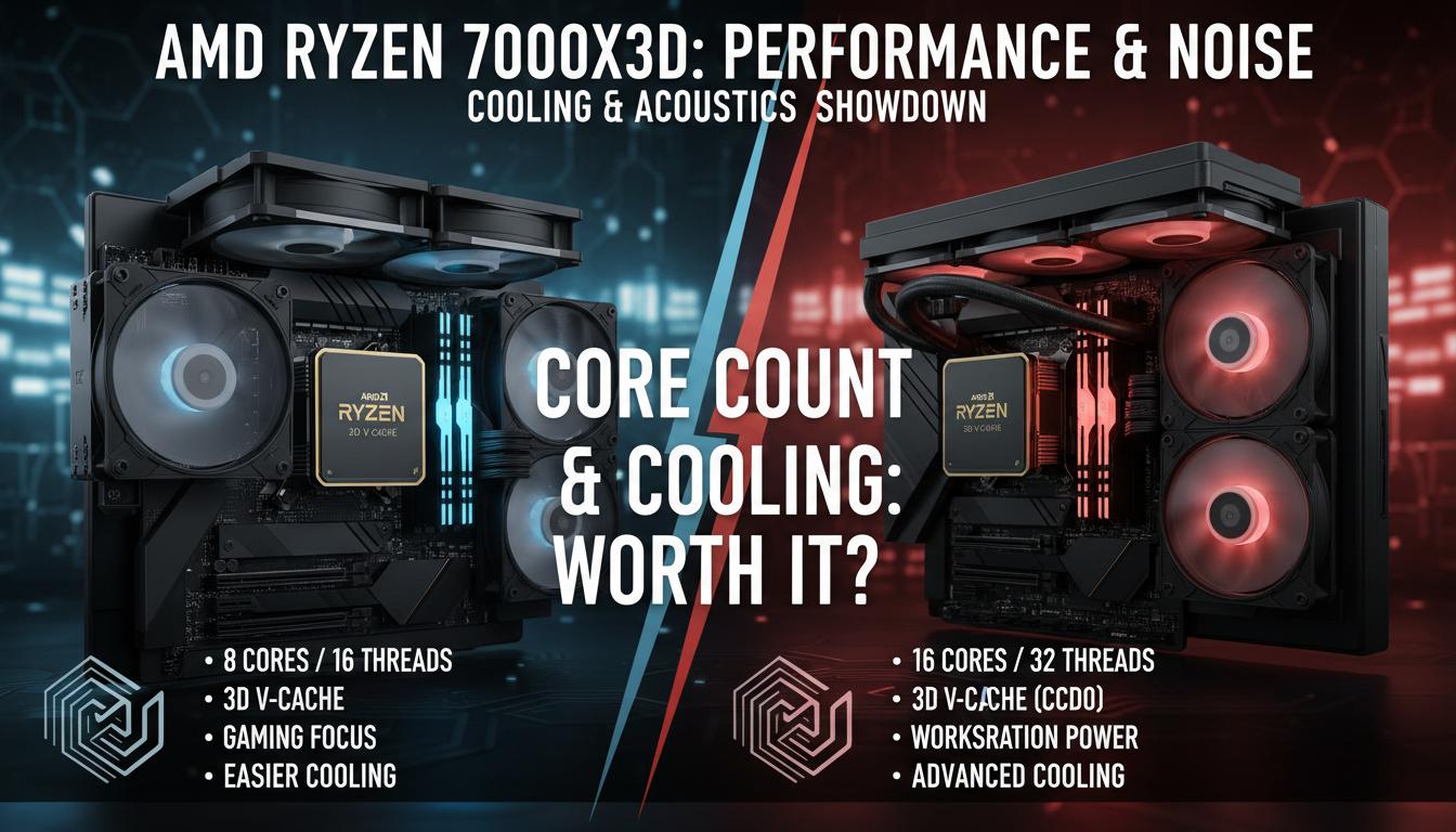 AMD Ryzen 7 7800X3D проти Ryzen 9 7950X3D: чи варто переплачувати за ядра? . Охолодження та акустика AMD Ryzen 7 7800X3D проти Ryzen 9 7950X3D: чи варто переплачувати за ядра? . Охолодження та акустика